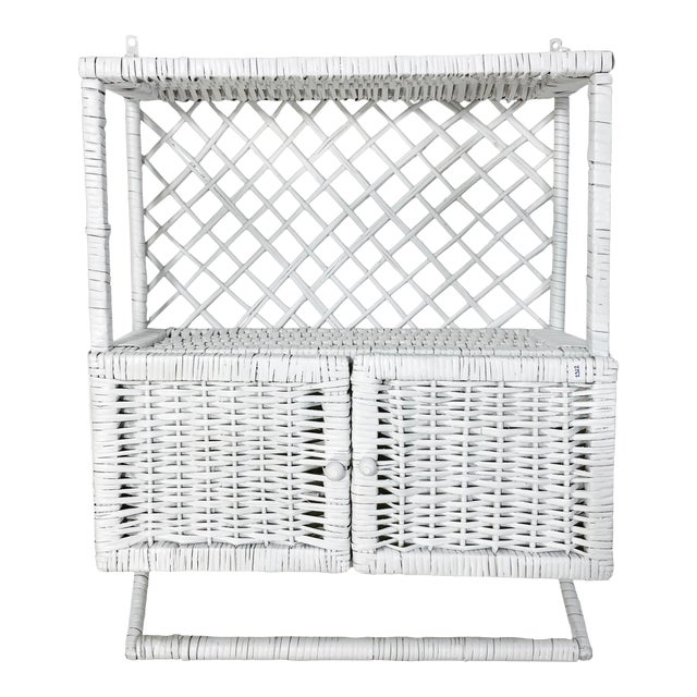 Vintage White Wicker Wall Shelf Chairish