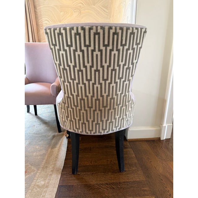 Early 21st Century Set of 8 Custom Dining Chairs in Lavender Wool For Sale - Image 5 of 12