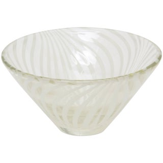 1970s Sculptural Optical Swirled Glass Bowl For Sale