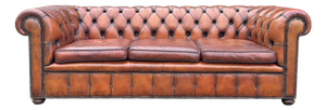 Vintage Three-Seater Chesterfield Sofa in Brown Leather, 1920