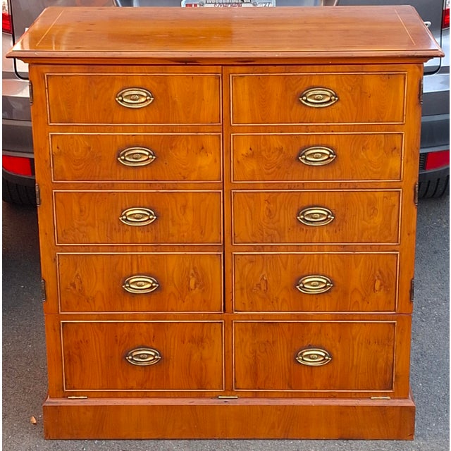Wood Late 20th Century Federal Style Yew Wood Double Door Side Cabinet For Sale - Image 7 of 15