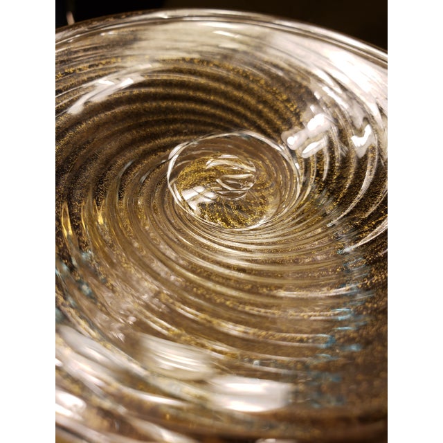 Murano Glass 3 Dolphin Tazza Compote Rigadin Gold Polveri Attr Salviati For Sale - Image 14 of 16