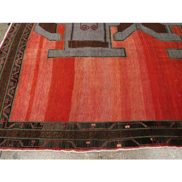 Red Galerie Shabab Collection Tribal Mid-20th Century Handmade Turkish Anatolian Square Room Size Carpet For Sale - Image 8 of 10
