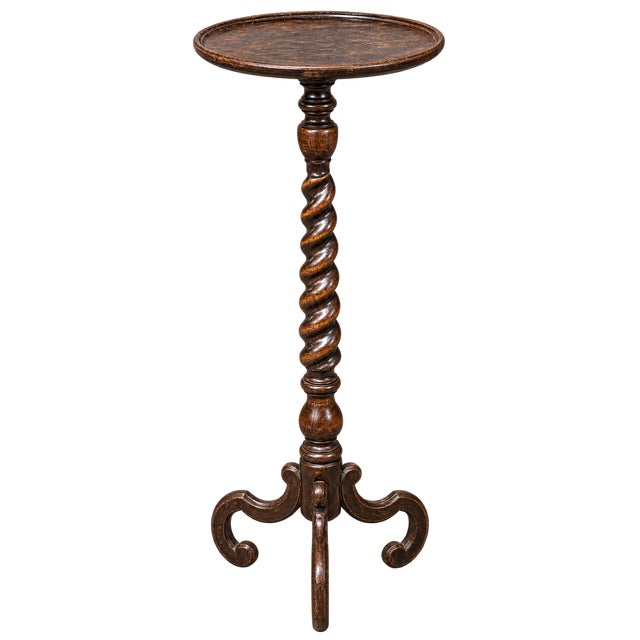 Jacobean British Oak Barley Twist Pedestal Plant Stand, Circa 1920s–1930s For Sale - Image 3 of 7