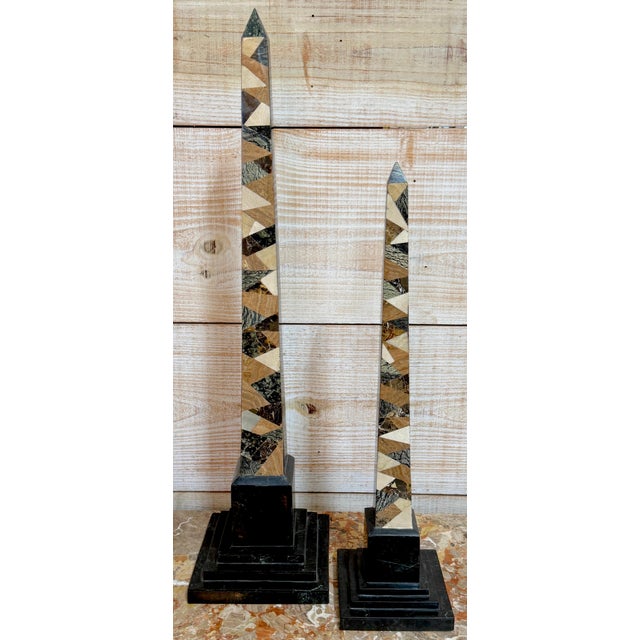 Pair of Graduated Tessellated Specimen Marble Obelisks by Maitland-Smith For Sale - Image 6 of 14