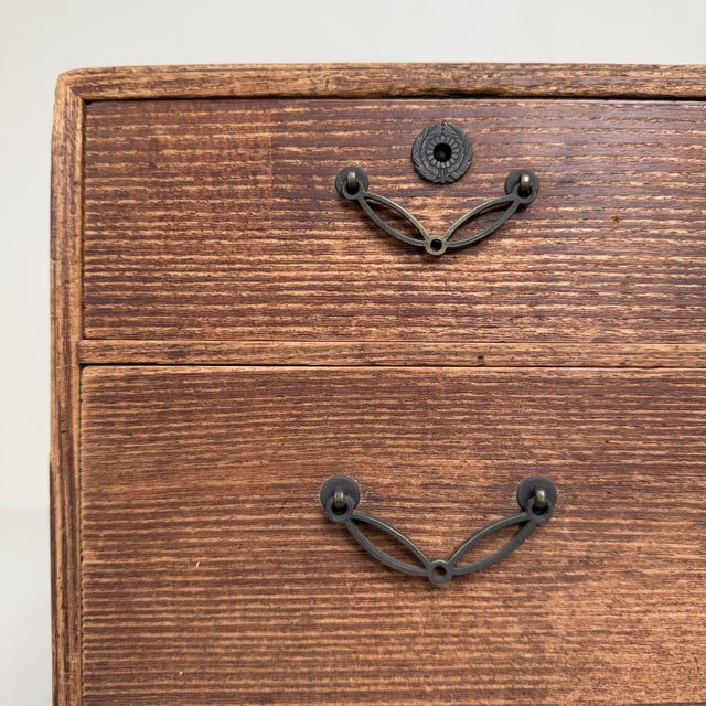 Small Japanese Drawer Cabinet with Black-Lacquered Drawer Interiors, 1930s For Sale - Image 4 of 12