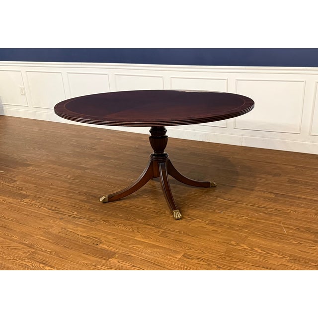 Brown Traditional 58” Diameter Mahogany Dining/Breakfast Table by Leighton Hall - Showroom Sample For Sale - Image 8 of 11