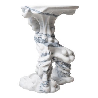 Loihi Handmade Side Table in White Marble by Manta For Sale