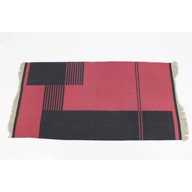 1950s Mid-Century Modernist Kilim Geometric Rug For Sale - Image 5 of 5