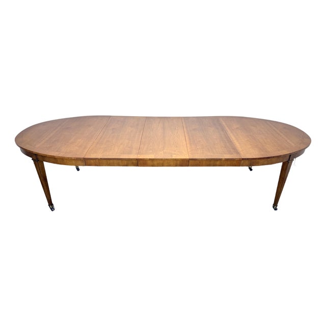 Mid Century Era Regency Federal Style Oval Walnut Dining Table by Baker Furniture For Sale