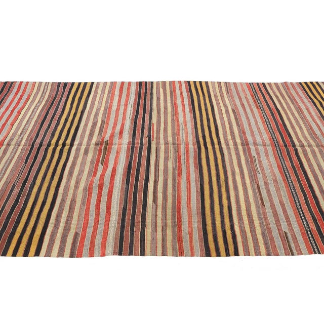 Mid 20th Century Striped Vintage Turkish Kilim Rug For Sale - Image 4 of 7