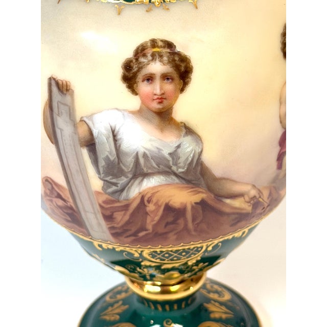 Royal Vienna Cabinet Vase, Allegory of Painting & Architecture, Signed Herner For Sale - Image 4 of 16