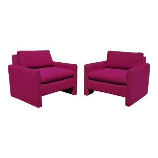 1970s Milo Baughman Style Cube Club Chairs - a Pair For Sale