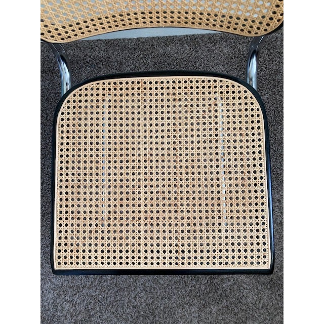 1988 Thonet Classic Breuer Side Chairs – Natural Cane, 410 Black Enamel – Pair For Sale - Image 13 of 18