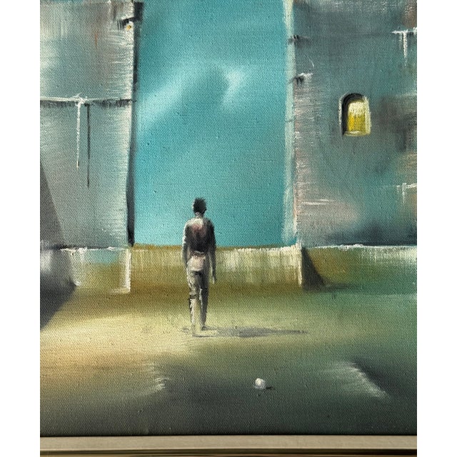 Wood Eugene Hawkins 1964 Surrealist Oil on Canvas Painting For Sale - Image 7 of 12