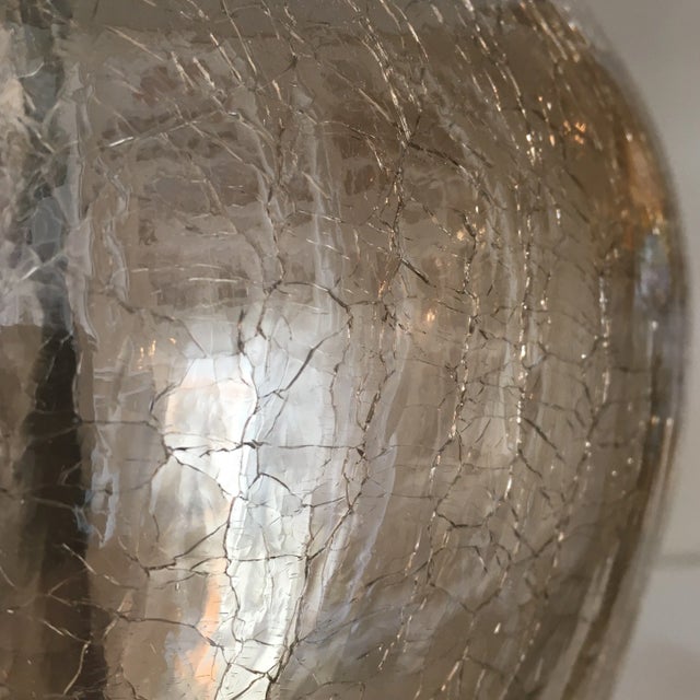 Traditional European Crackle - Glass Lamp With Custom - Made Silk Shade For Sale - Image 3 of 11