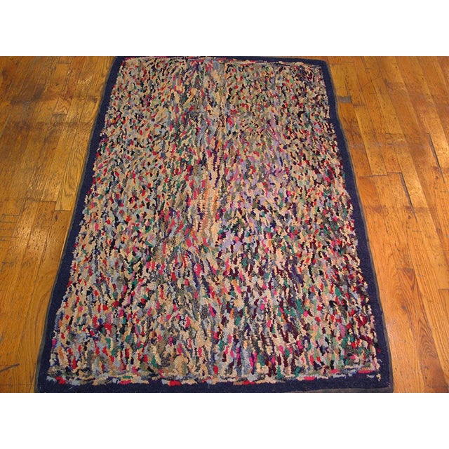 Antique American hooked rug, measures: 3'0" x 4'10". Antique American Hooked Rug America Knotted, Circa Date: 1940s. This...