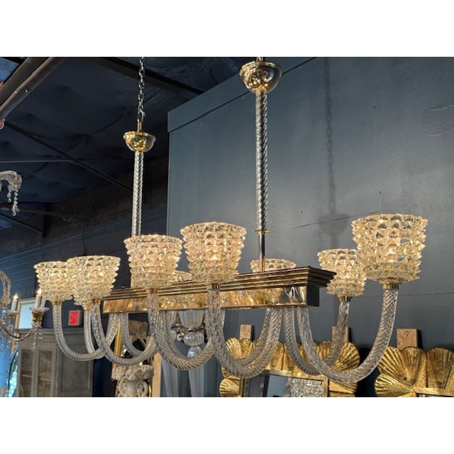 Elegant 10 Arm "Rostrado" Murano Glass Chandelier After Barovier For Sale In Dallas - Image 6 of 6