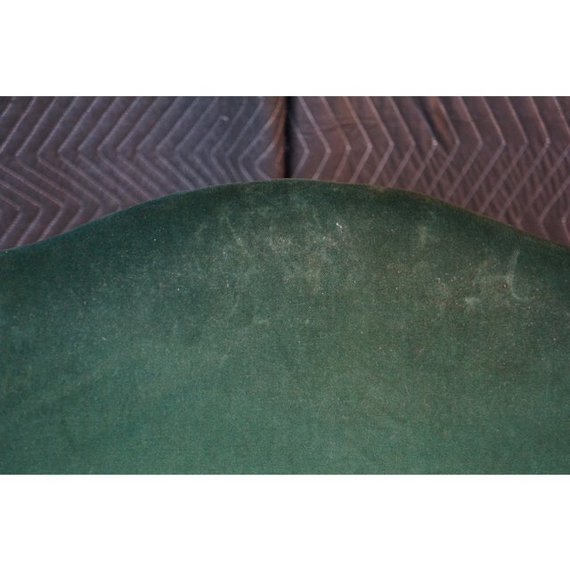Mid 20th Century Victorian Revival Carved Mahogany Velvet Upholstered Library Reading Armchair For Sale - Image 5 of 18