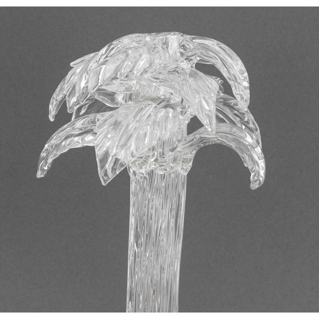 Murano Clear Art Glass Palm Tree Candlesticks, 2 For Sale - Image 4 of 10