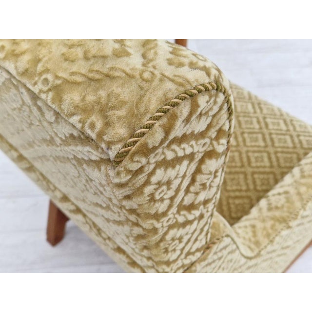 Mid-Century Modern Vintage Danish Highback Armchair in Fabric and Oak, 1960s For Sale - Image 3 of 18