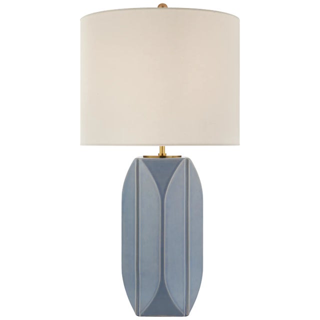 Carmilla Medium Table Lamp in Polar Blue Crackle with Linen Shade Designer: kate spade new york Height: 28" Shade Detail:...