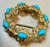 3 Carat Sleeping Beauty Turquoise Circular Pin in 18 Kt Yellow Gold , Estate Vintage Circular pin with 7 marquise shape...