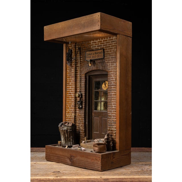 American Michael Garman Back Door Illuminated Cityscape Diorama For Sale - Image 3 of 18