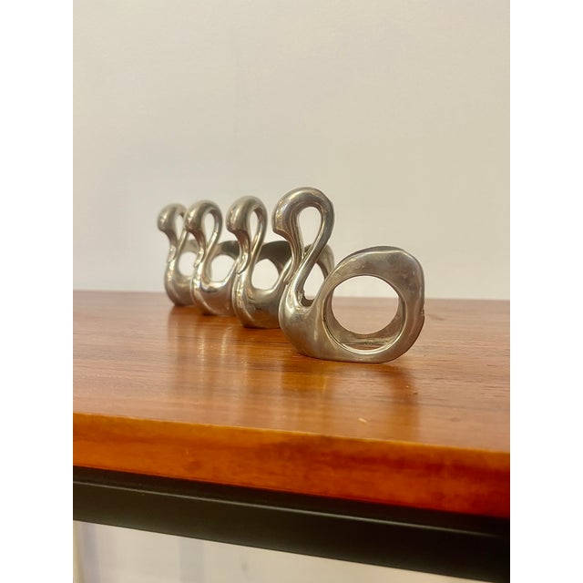 Swan-Shaped Napkin Rings attributed to BMF, Germany, 1970s, Set of 4 For Sale - Image 4 of 4