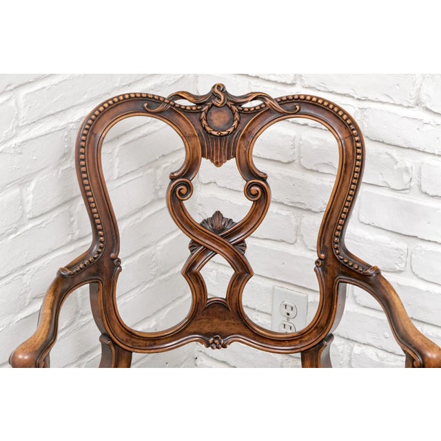 Brown Vintage Regency Style Carved Needlepoint Armchairs- Set of 2 For Sale - Image 8 of 12