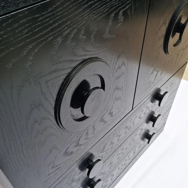 Brutalist Black Bar Cabinet with Two Doors and Three Drawers, Belgium, 1970s For Sale - Image 11 of 13