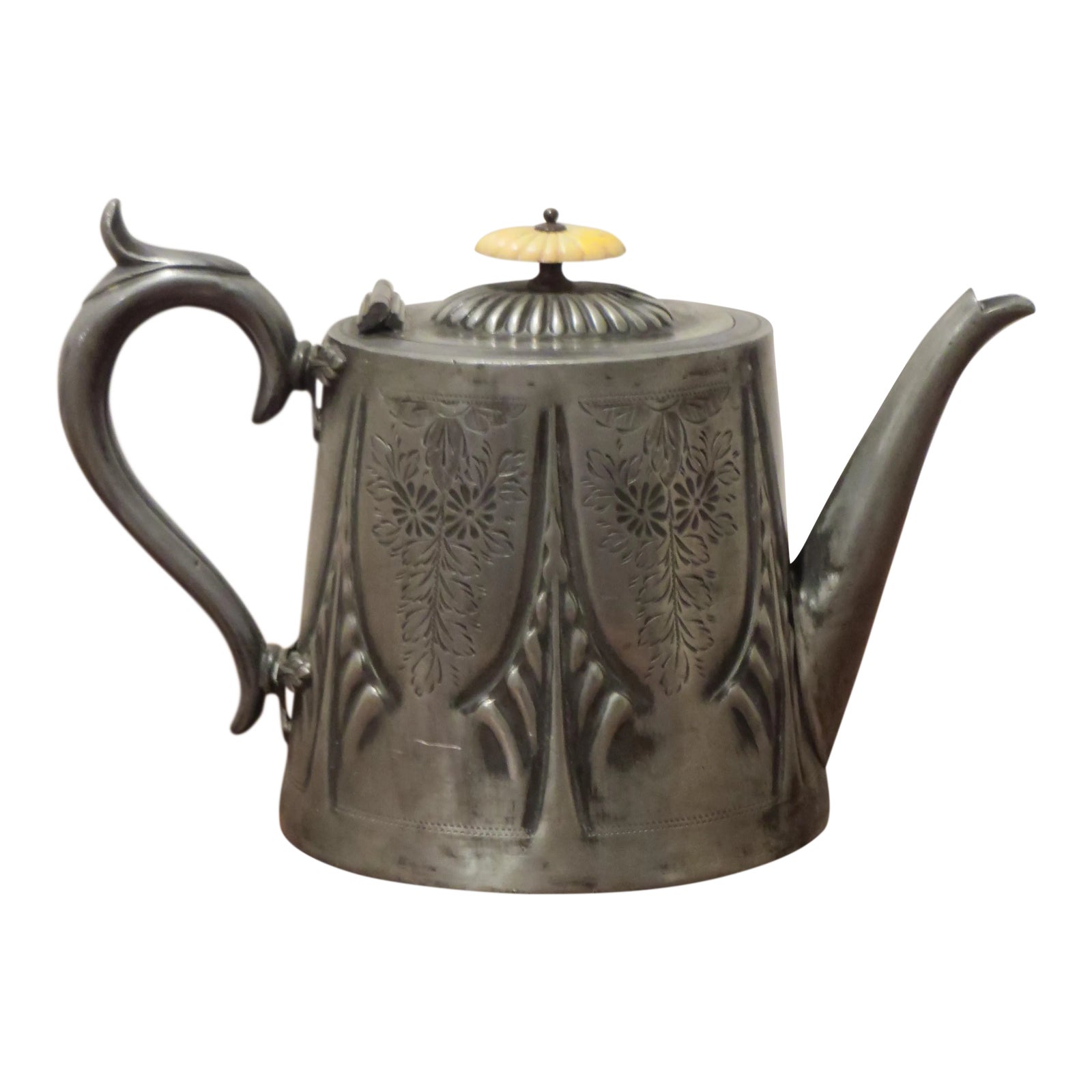 Antique English Engraved Pewter Teapot Chairish