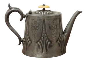 Antique English Engraved Pewter Teapot