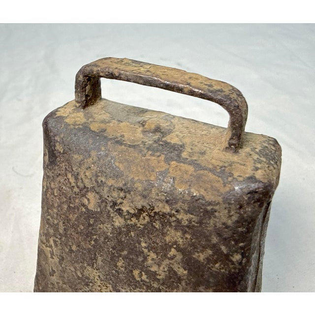 Rustic Early Antique Handmade 18th Century Wrought Iron Riveted Calf Cow Neck Bell For Sale - Image 3 of 6