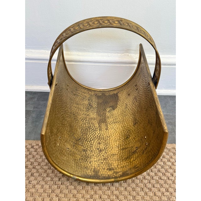 English Brass Firewood Log Holder With Animal Paw Feet Regency Style For Sale - Image 4 of 11
