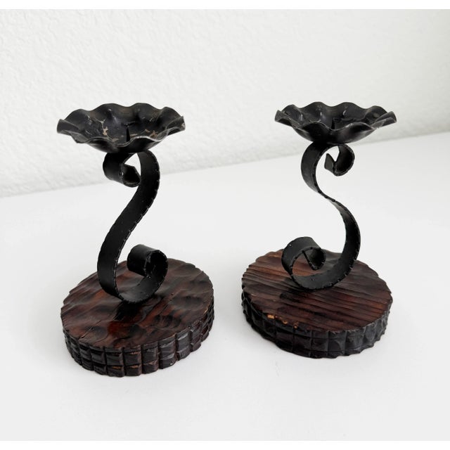 Spanish Revival 1970s Spanish Revival Candle Holders - A Pair For Sale - Image 3 of 8