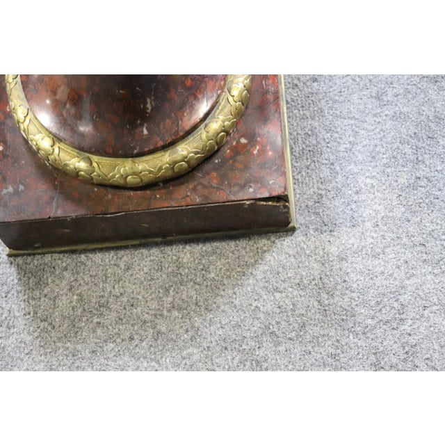 19th C Pair Palace Sized Rouge Marble and Bronze Mounted Cassolettes Urns For Sale - Image 12 of 16