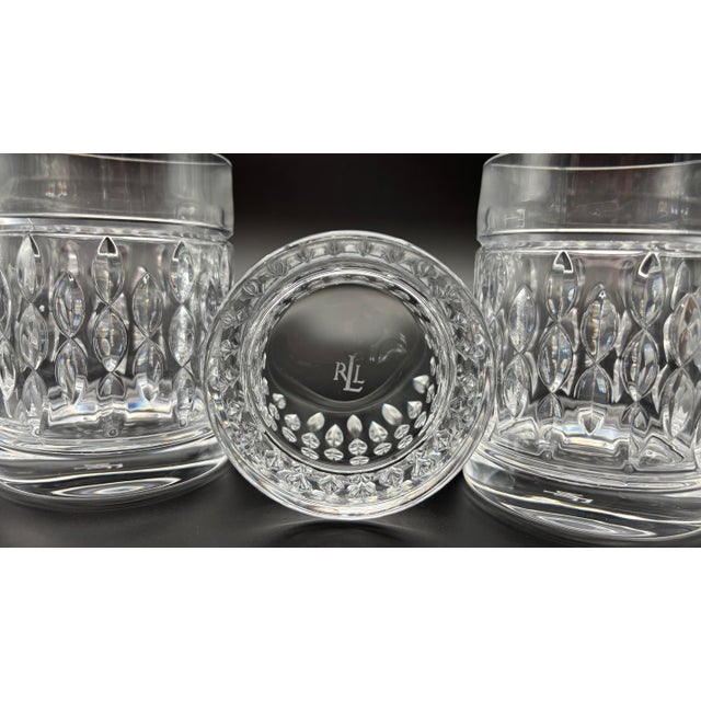 Art Deco Ralph Lauren Aston Crystal Double Old Fashioned Glasses Set of 4 For Sale - Image 3 of 3