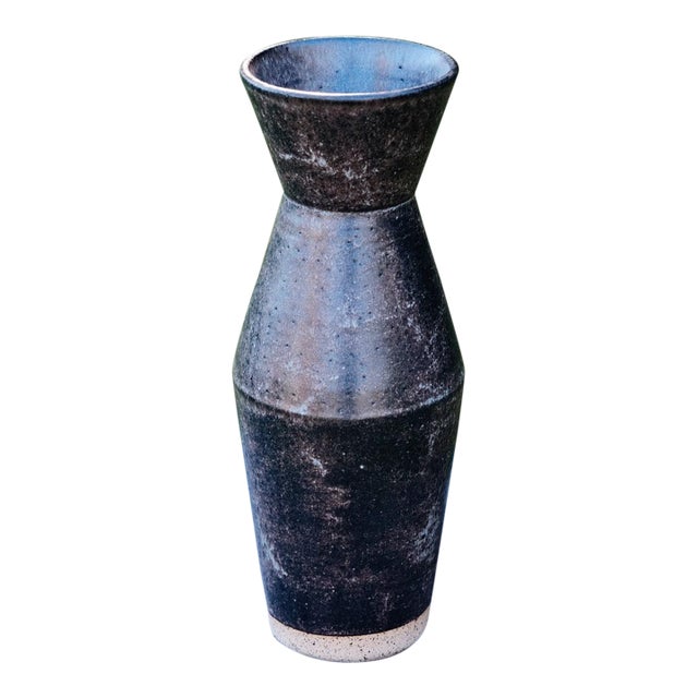 Angled Stoneware Vase For Sale