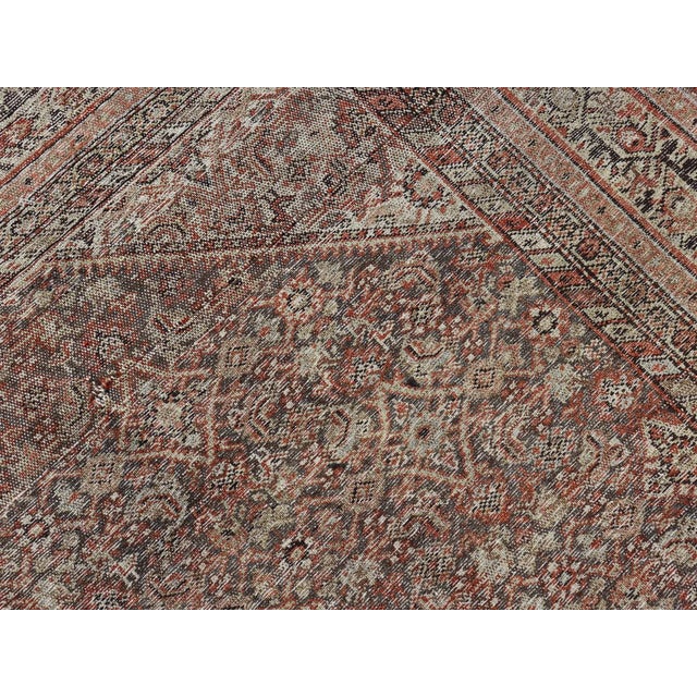 Antique Persian Fine Farahan Rug With Medallion in Brown, Red and Light Blue For Sale - Image 11 of 11