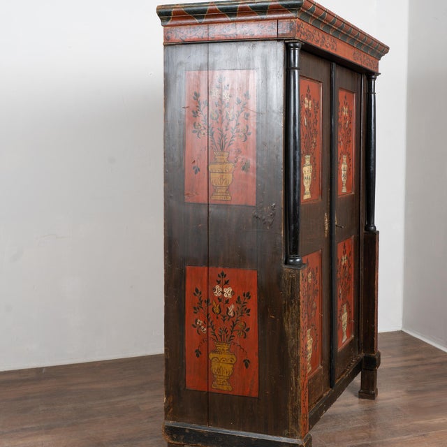 19th-Century Hungarian Hand-Painted Pine Armoire Dated 1868 For Sale - Image 4 of 14