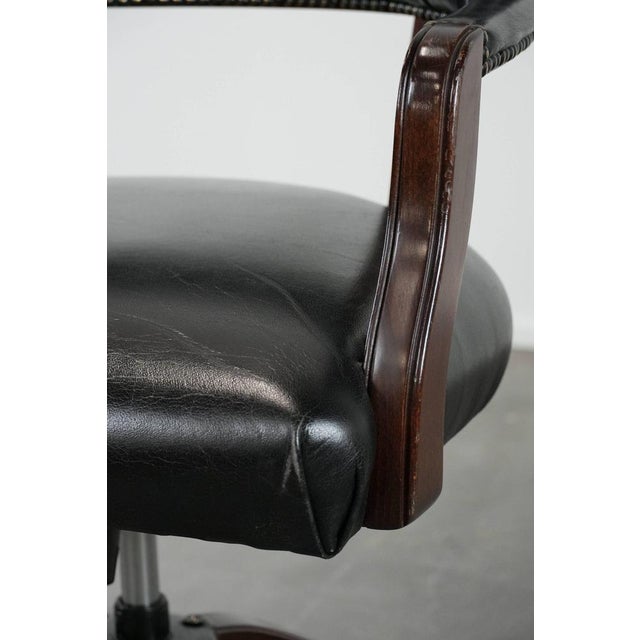 Chesterfield Office Chair in Cowhide Leather on Wheels For Sale - Image 10 of 18