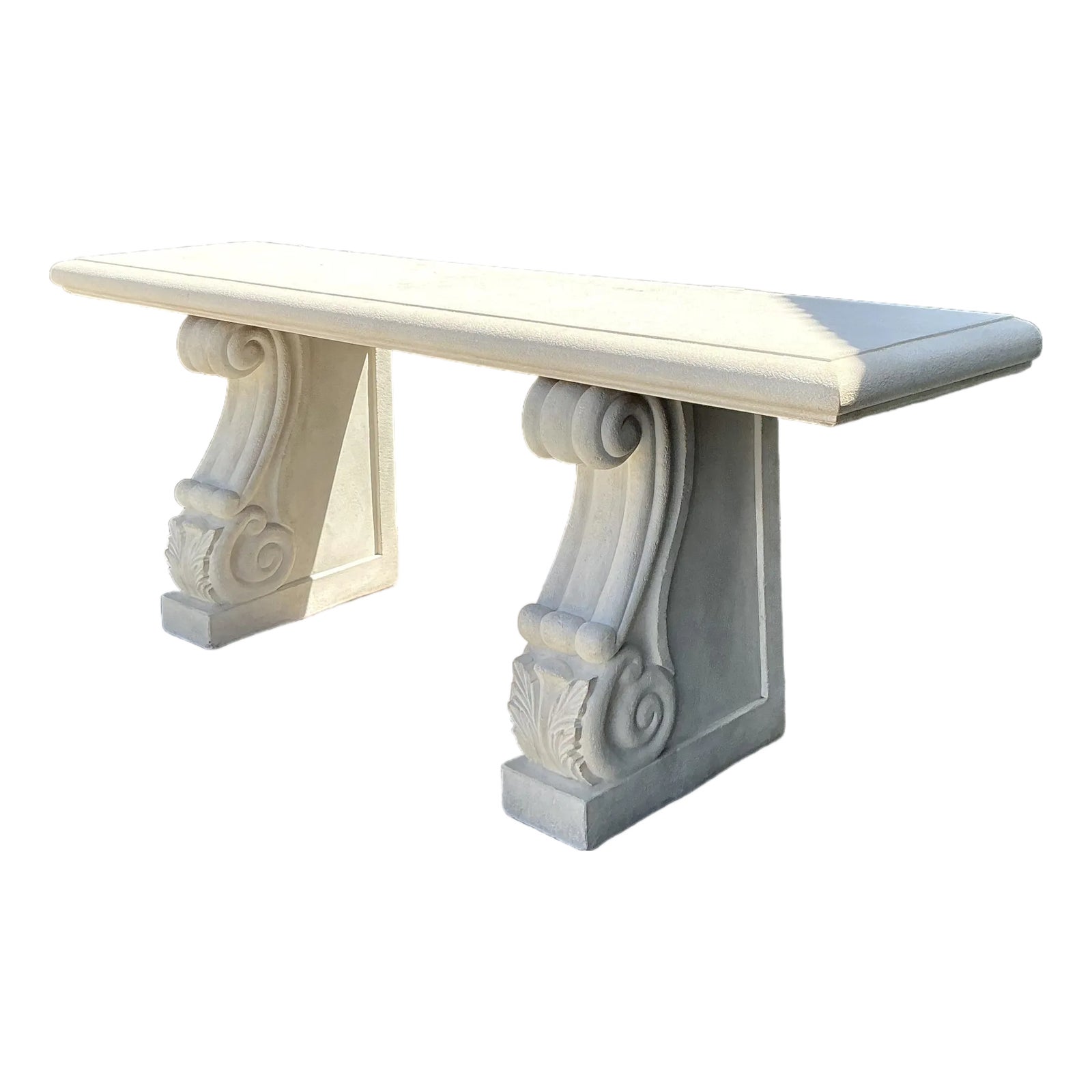 Vintage Cast Concrete Long Console | Chairish