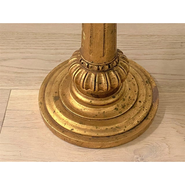 Metal Vintage Italian Carrera Marble and Gilt Base Petite Scale Drinks Table / Occasional Table For Sale - Image 7 of 10