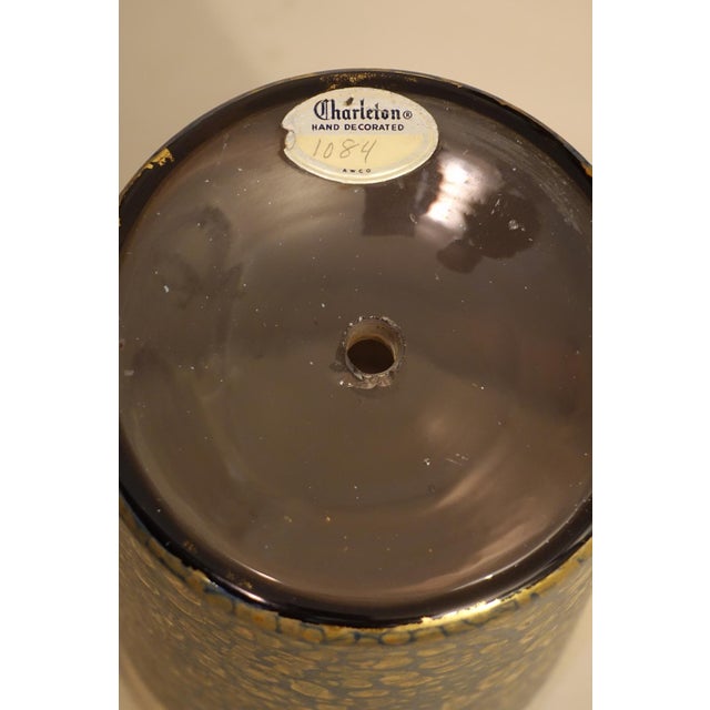 1950s Marbro Atomic Modern Charleton Hand Painted Art Glass Brass Wood Table Lamp One-of-a-Kind Sublime Condition For Sale - Image 12 of 12