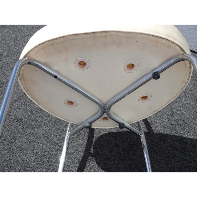 Vintage Mid Century Modern White Chrome Side Chair Vanity Chair For Sale - Image 9 of 11