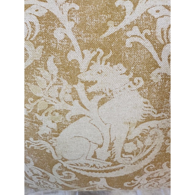 Pair of Rustic European Linen Decor Pillows Gryphon Print For Sale In Palm Springs - Image 6 of 7