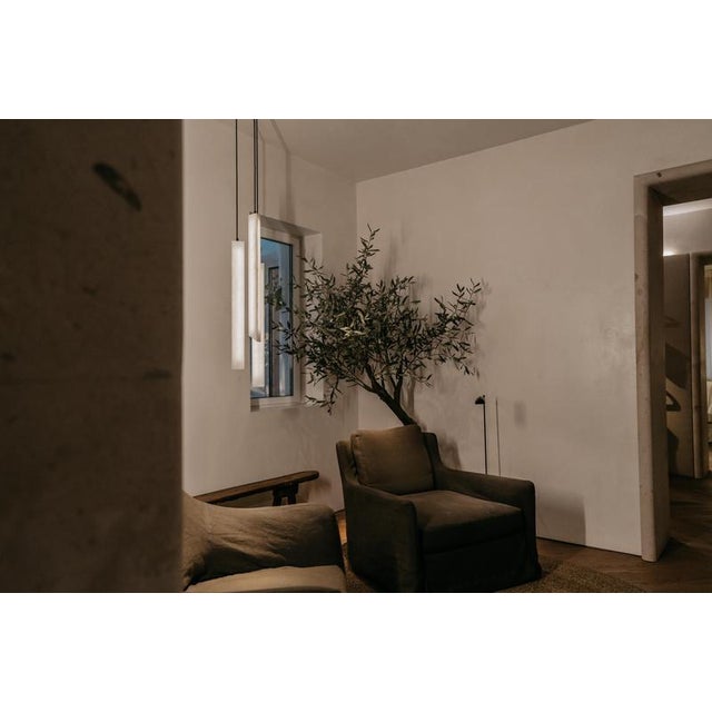 Metal Triangular Tube Pendant Lamp by United Alabaster For Sale - Image 7 of 17