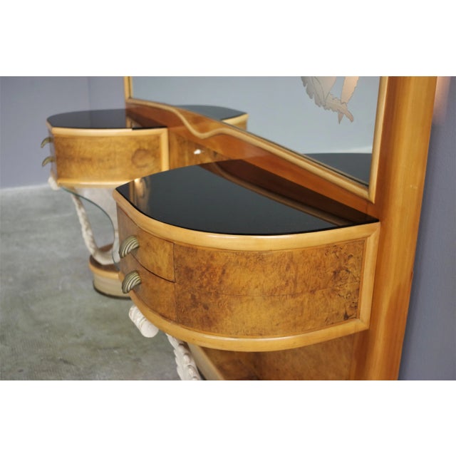 Large Console With Attached Tables & Mirror, 1950s, Set of 3 For Sale - Image 13 of 18