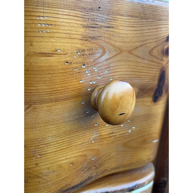 Brown Rustic Pine Six Drawer Serpentine Petite Dresser / Commode For Sale - Image 8 of 8